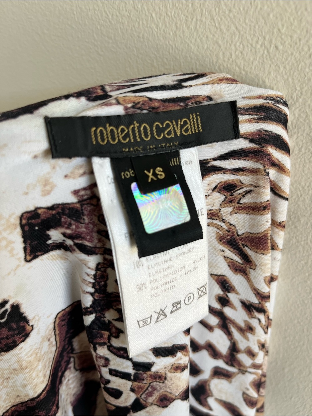 Vintage Vtg Roberto Cavalli FW 2003 Y2K Brown White Animal Print Midi Dress XS - Picture 4 of 11